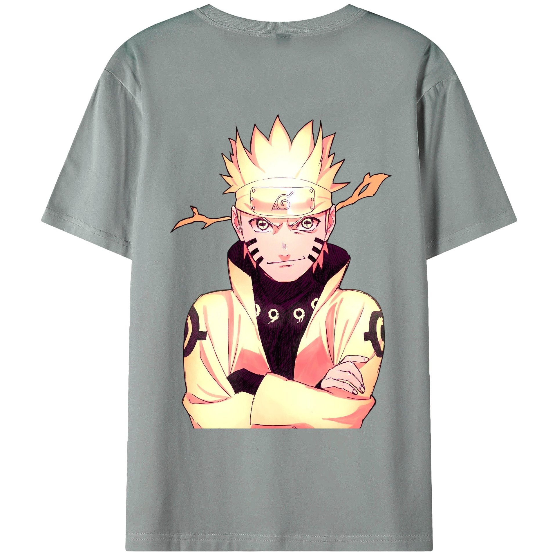 （画像用） NARUTO -ナルト- うずまき ナルト Uzumaki Naruto 綿100％ メンズ半袖Tシャツ（バックプリント） 通気性